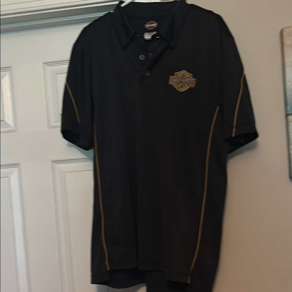 Harley-Davidson Black Polo Shirt Casual Cotton Blend